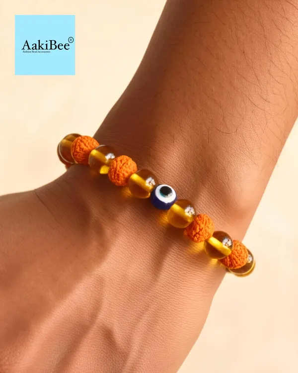 Orange_Yellow_Rudraksh_Citrine_Semi-Precious_Stone_Bracelet_For_Women/Men
