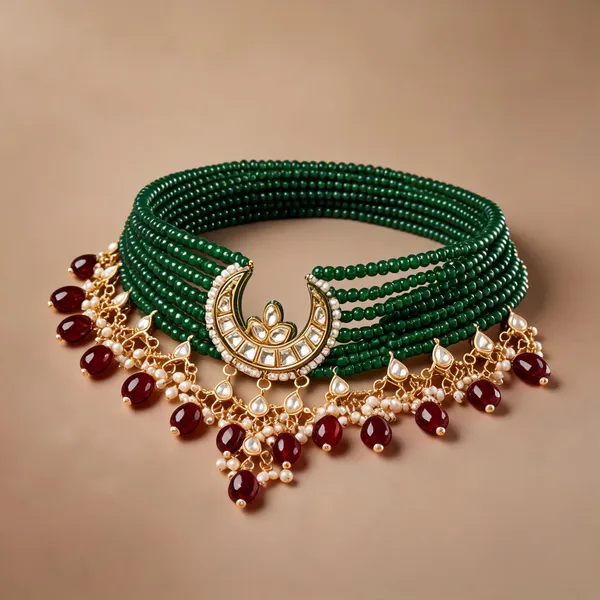 Green_Red_Kundan_Pearl_Bridal_Choker_Necklace_Set_For_Women