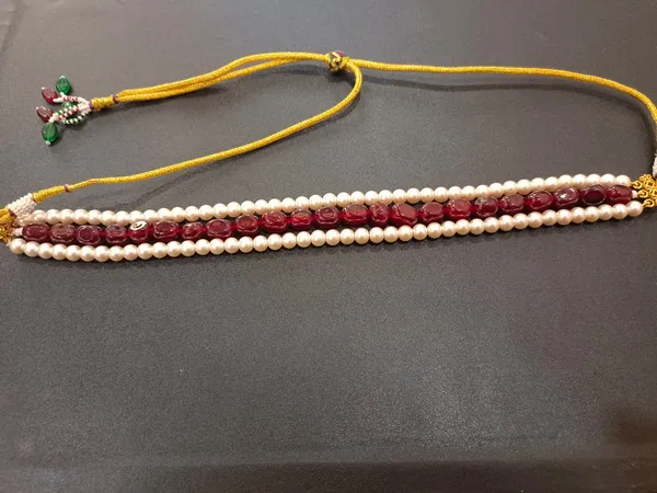 White_And_Red_Pearl_Semi-Precious_Stone_Three-Layer_Choker_For_Women