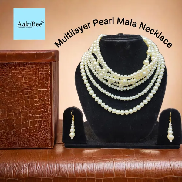 White_Pearl_Multi-Layer_Choker_Necklace_Set_For_Women