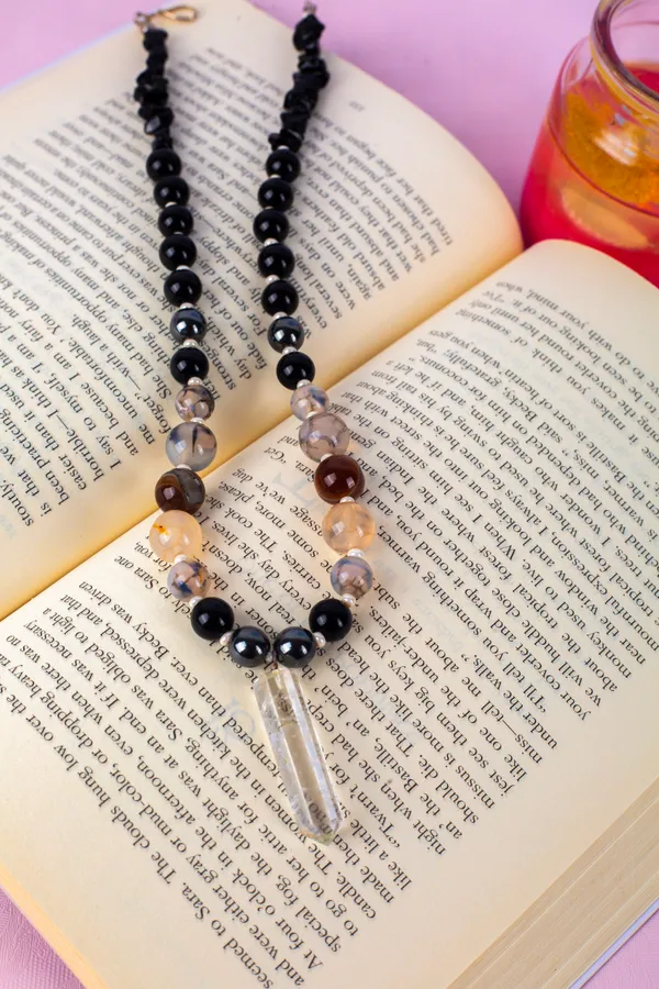Grey_And_Black_Semi-Precious_Stone_Crystal_Pendant_Necklace_For_Women