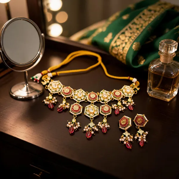 Red_Kundan_Meena_Traditional_Necklace_Set_For_Women