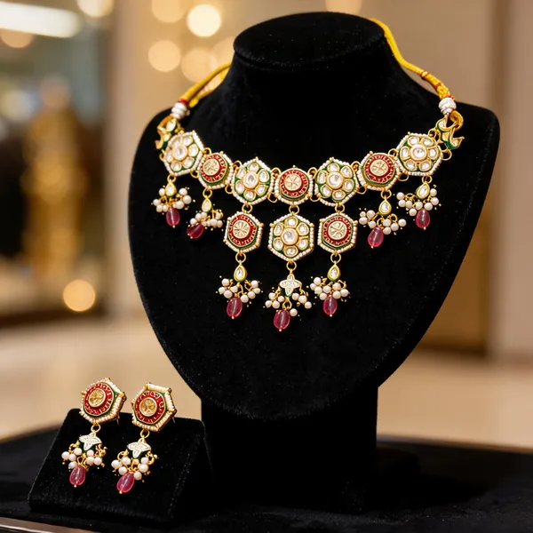 Red_Kundan_Meena_Traditional_Necklace_Set_For_Women