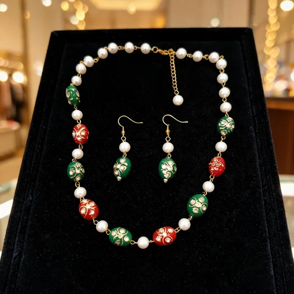 Multicolor_Pearl_Stone_Beaded_Necklace_Set_For_Women