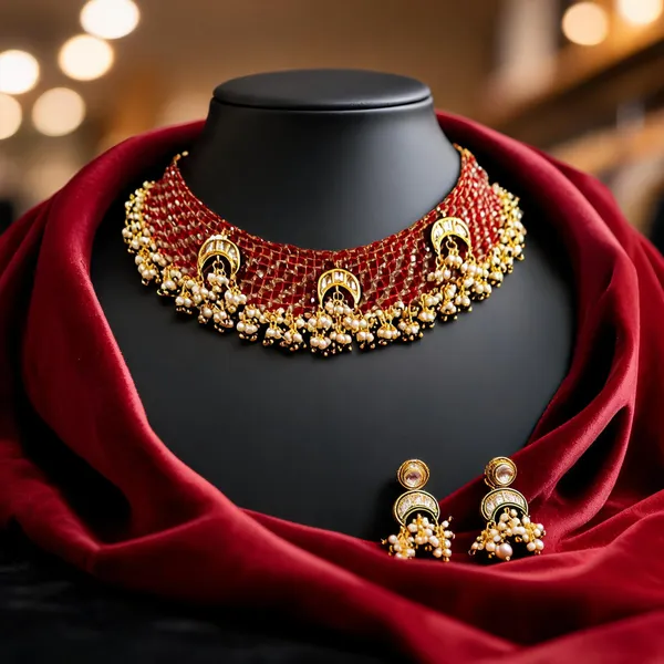 Red_Kundan_And_Pearl_Choker_Necklace_And_Earrings_Set_For_Women