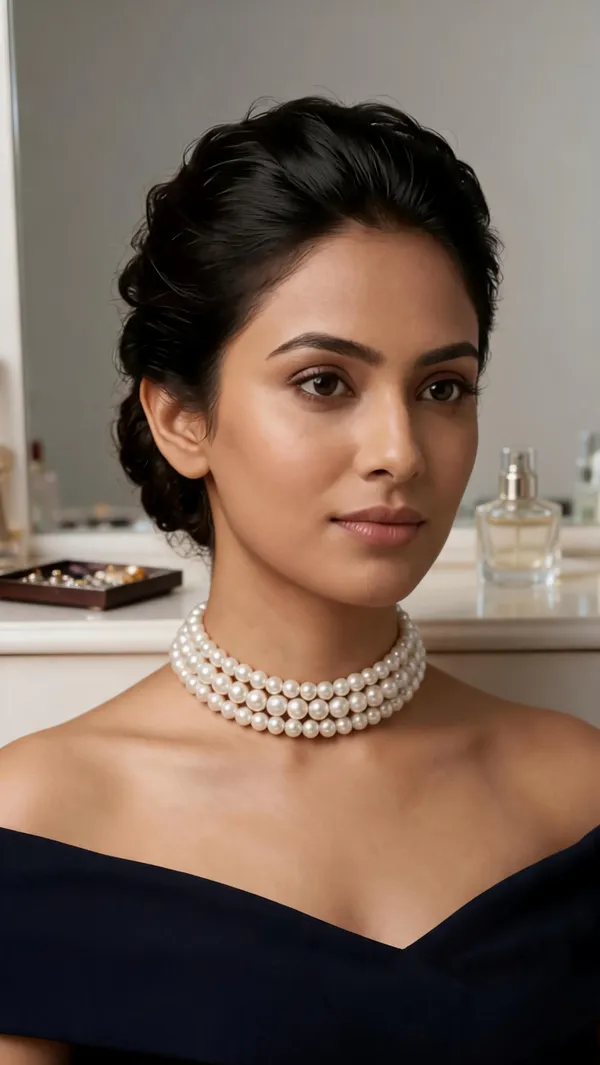 White_Pearl_Three-Layer_Choker_Necklace_For_Women