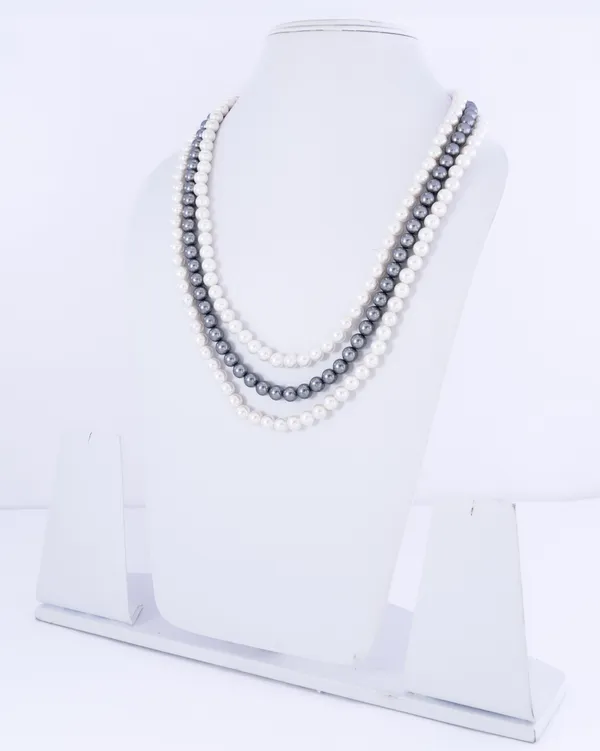 White_And_Grey_Shell_Pearl_3-Layer_Mala_For_Women