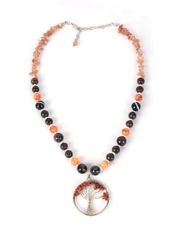 Orange_And_Black_Semi-Precious_Stone_Tree_Of_Life_Pendant_For_Women