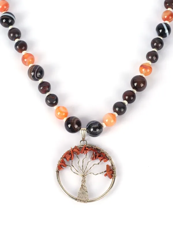Orange_And_Black_Semi-Precious_Stone_Tree_Of_Life_Pendant_For_Women