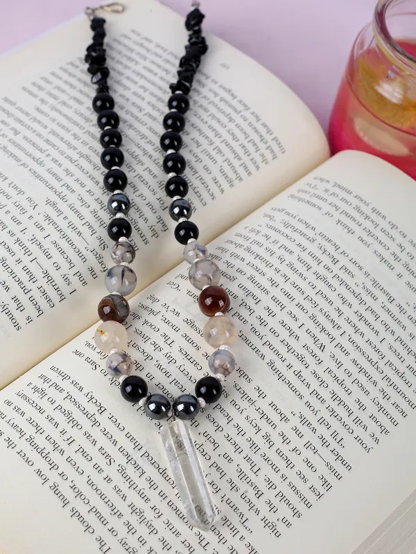Grey_And_Black_Semi-Precious_Stone_Crystal_Pendant_Necklace_For_Women