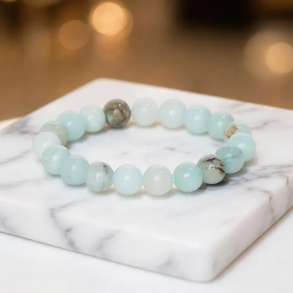 Blue_Amazonite_Semi-Precious_Stone_Stretch_Bracelet_For_Women/Men