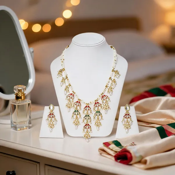 Gold_Kundan_Pearl_Necklace_Set_For_Women