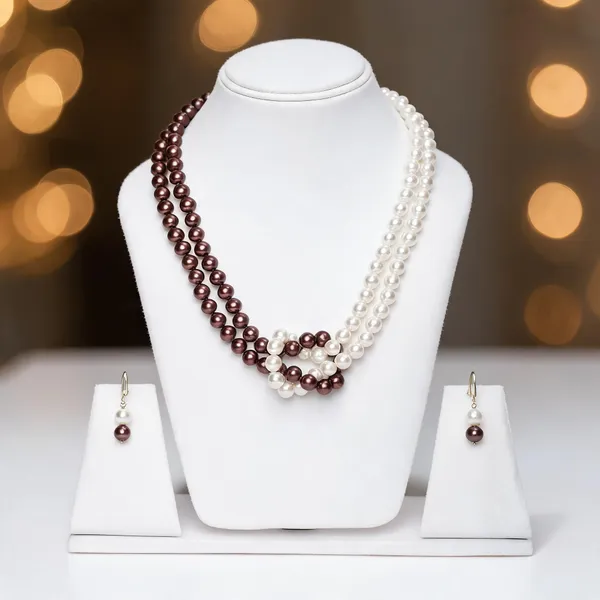 Brown_And_White_Shell_Pearl_Double_Mala_Necklace_Set_For_Women