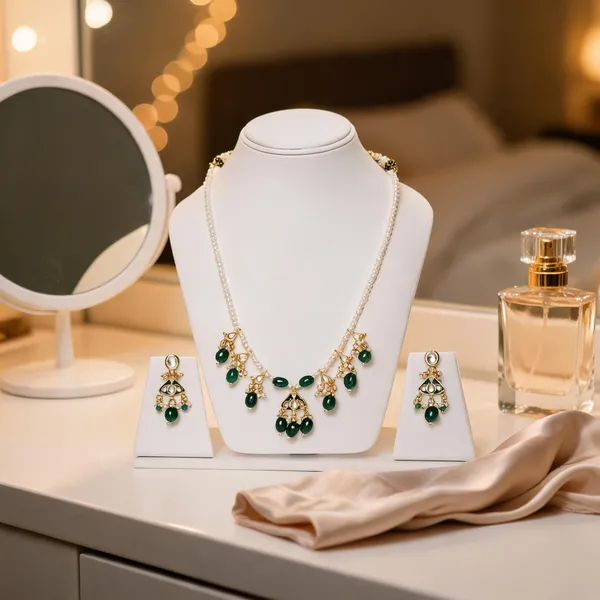 Green_Kundan_Pearl_Necklace_Set_For_Women