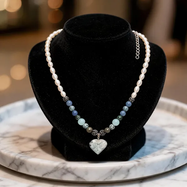 Green_And_White_Amazonite_Pearl_Heart_Pendant_Necklace_For_Women