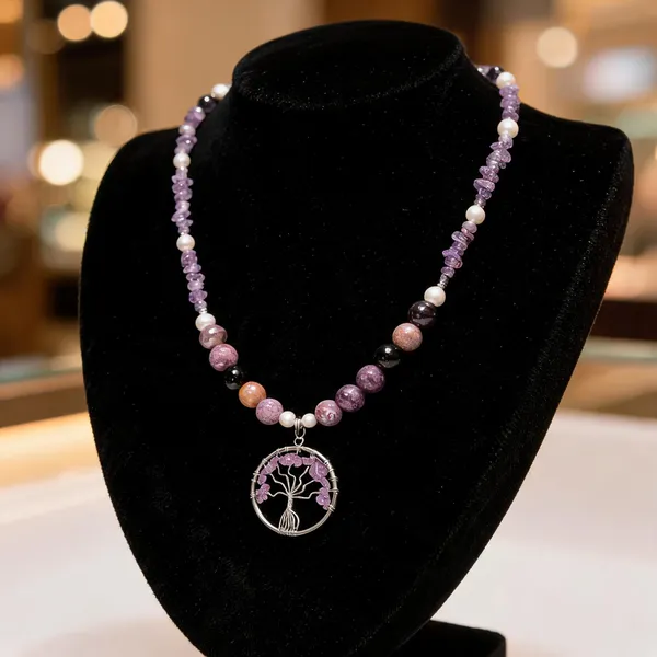 Purple_Semi-Precious_Stone_Pearl_Tree_Of_Life_Pendant_Necklace_For_Women