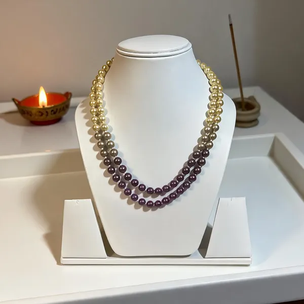 Cream_And_Purple_Shell_Pearl_Double_Layer_Mala_Necklace_For_Women