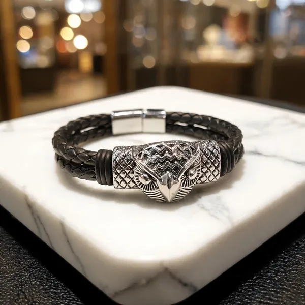 Black_Leather_Woven_Eagle_Clasp_Bracelet_For_Men