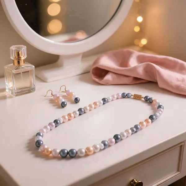 Multicolor_Shell_Pearl_Texture_Necklace_Set_With_Earrings_For_Women
