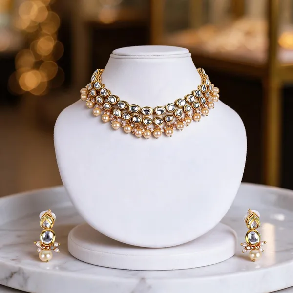 Golden_Kundan_Pearl_Double_Line_Choker_Necklace_Set_With_Earrings_For_Women