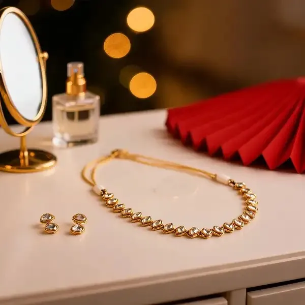 Golden_Kundan_Teardrop_Necklace_And_Earrings_Set_For_Women
