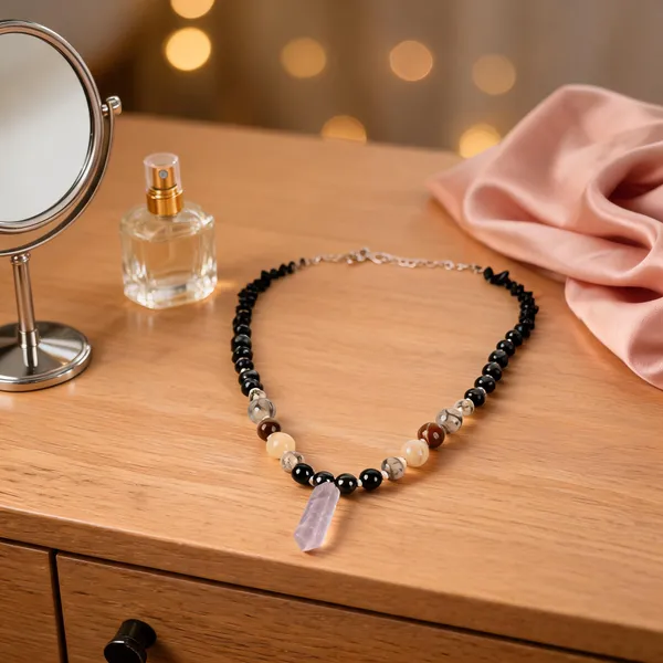Grey_And_Black_Semi-Precious_Stone_Crystal_Pendant_Necklace_For_Women