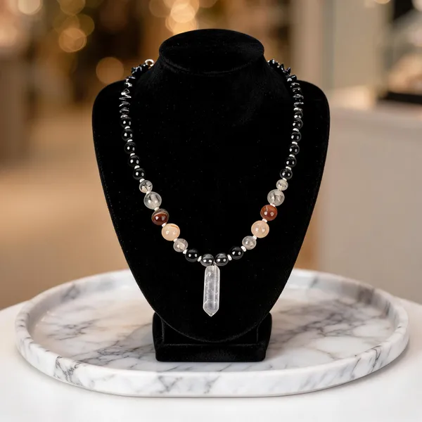Grey_And_Black_Semi-Precious_Stone_Crystal_Pendant_Necklace_For_Women