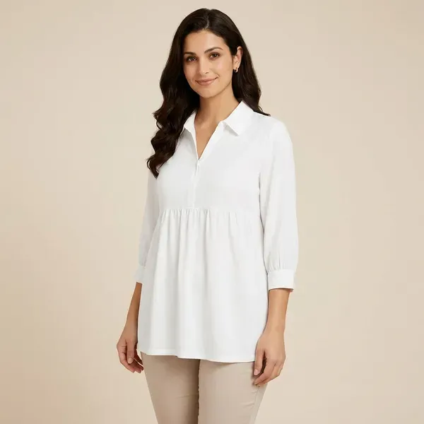 White_Casual_Self_Design_Top_For_Women