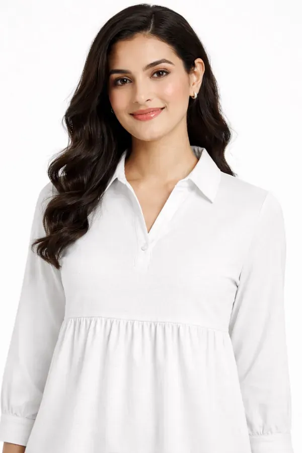 White_Casual_Self_Design_Top_For_Women