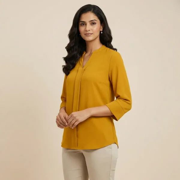 Mustard_Yellow_Formal_Solid_Top_For_Women