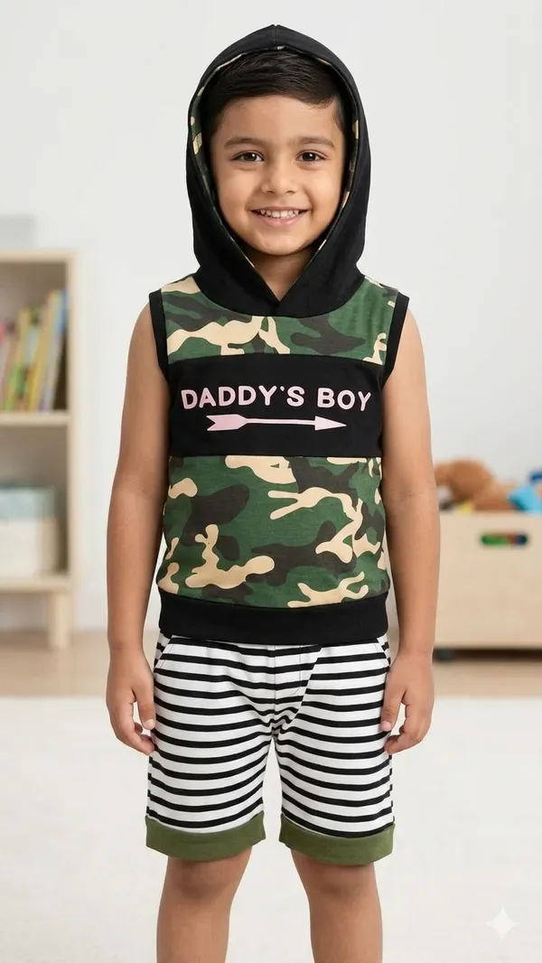 Stylish_Kids_Summer_Wear_Cotton_Blend_Clothing_Set_Camo_Print_Hooded_T_Sh