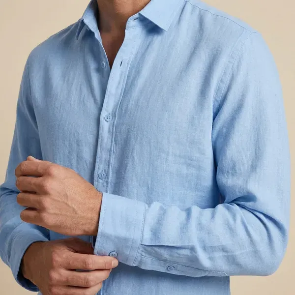 Light_Blue_Mojamedi_Self_Design_Casual_Shirt_For_Men