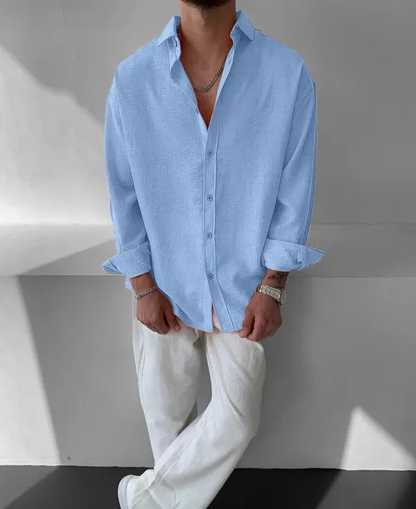 Light_Blue_Mojamedi_Self_Design_Casual_Shirt_For_Men