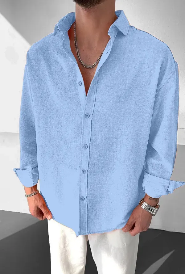 Light_Blue_Mojamedi_Self_Design_Casual_Shirt_For_Men