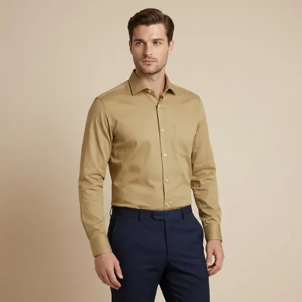 Khaki_Solid_Formal_Shirt_For_Men