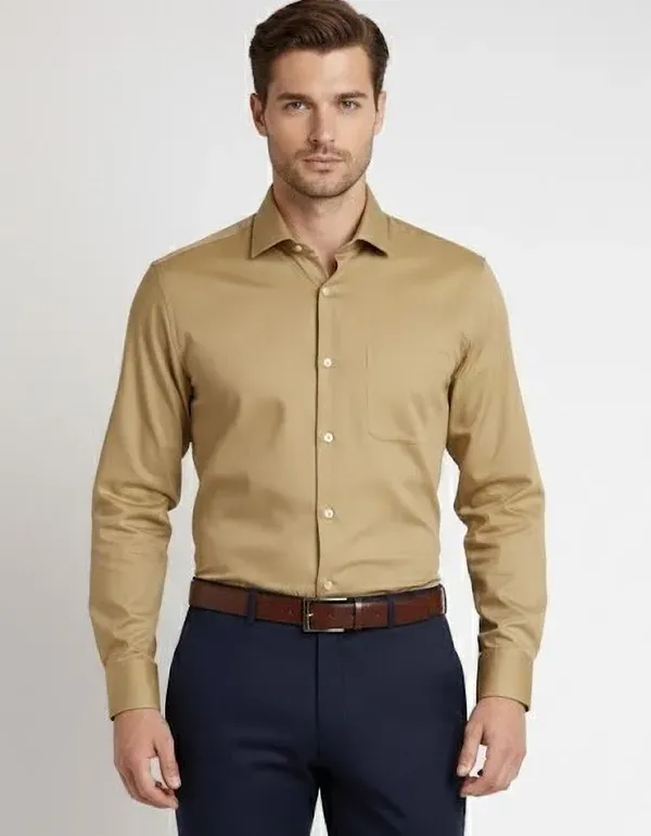 Khaki_Solid_Formal_Shirt_For_Men