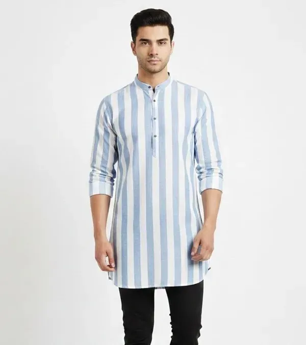Blue_Solid_A_Line_Kurta_For_Men
