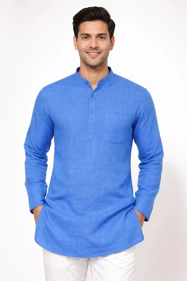 Blue_Solid_Straight_Kurta_For_Men