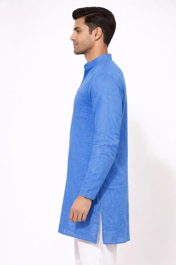 Blue_Solid_Straight_Kurta_For_Men