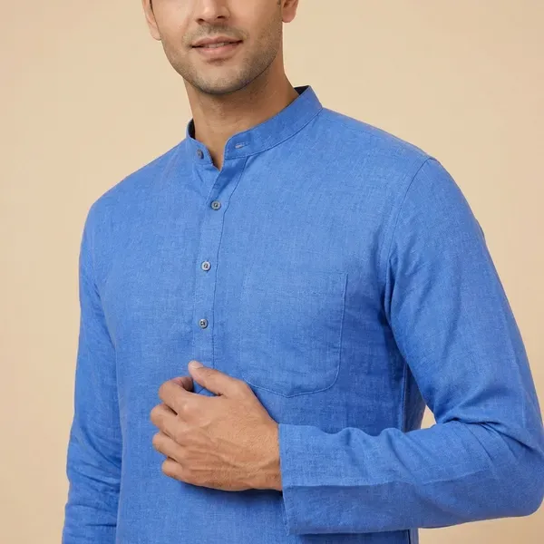 Blue_Solid_Straight_Kurta_For_Men