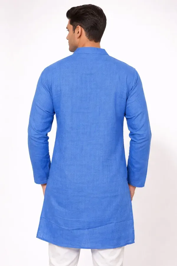 Blue_Solid_Straight_Kurta_For_Men