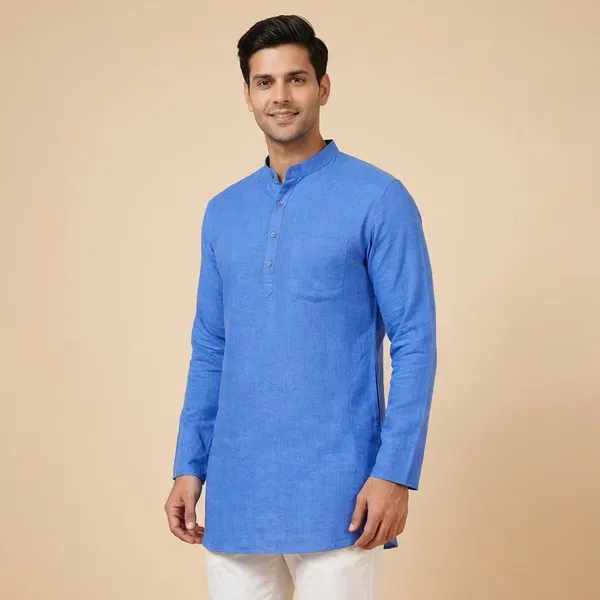 Blue_Solid_Straight_Kurta_For_Men