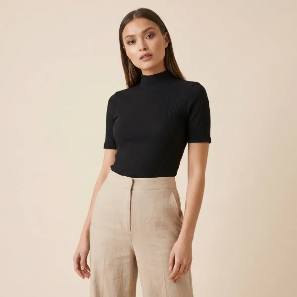 Black_Glowstitch_Casual_Solid_Top_For_Women