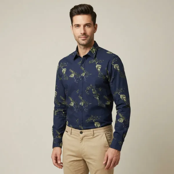 Blue_Printed_Floral_Print_Formal_Shirt_For_Men