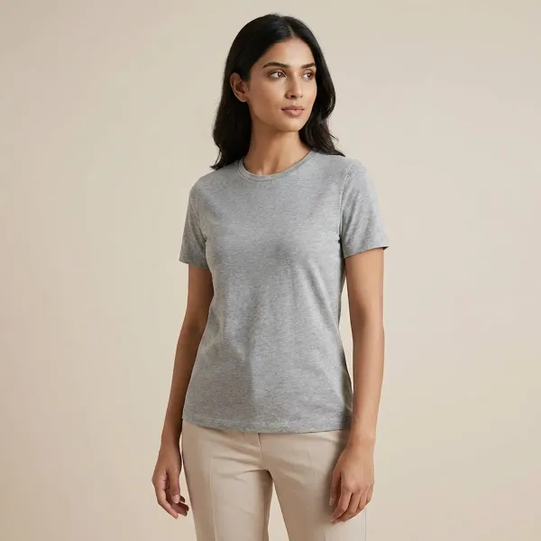 Grey_Solid_Round_Neck_T_Shirt_For_Women