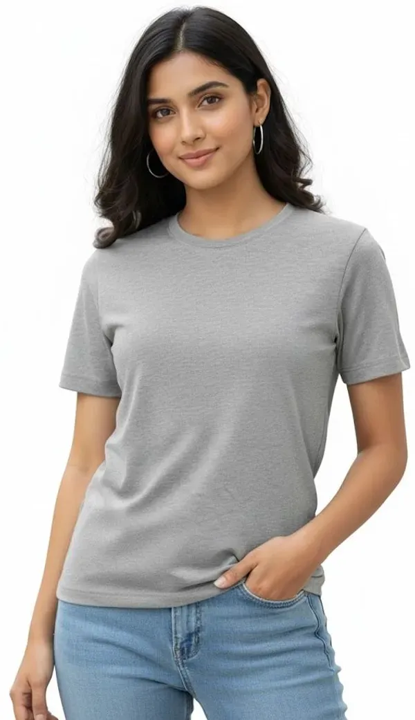 Grey_Solid_Round_Neck_T_Shirt_For_Women