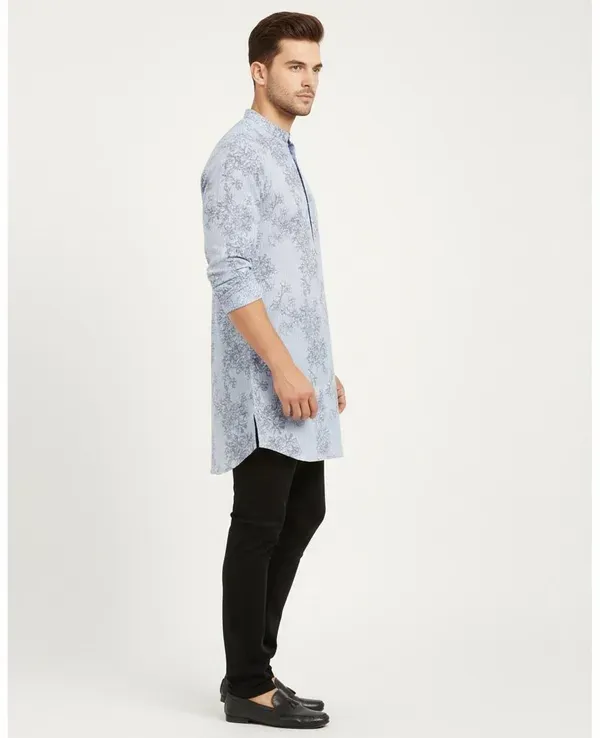 Light_Blue_Solid_A_Line_Kurta_For_Men
