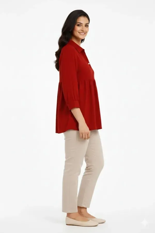 Maroon_Casual_Self_Design_Top_For_Women