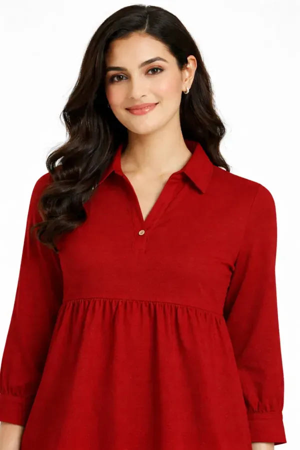 Maroon_Casual_Self_Design_Top_For_Women