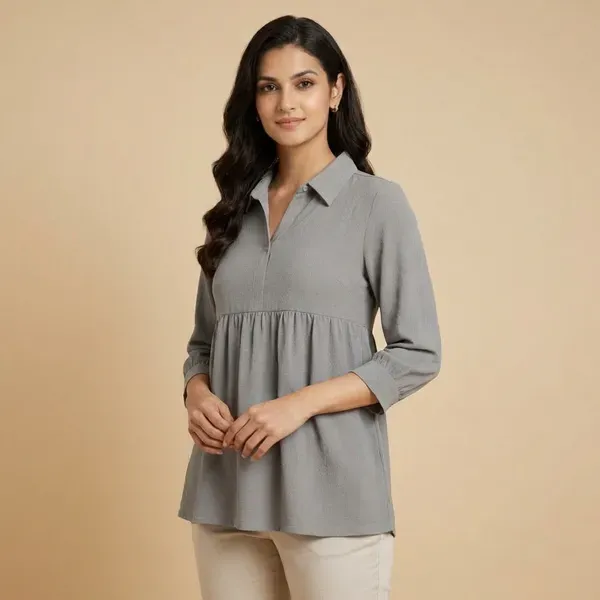 Grey_Casual_Self_Design_Top_For_Women